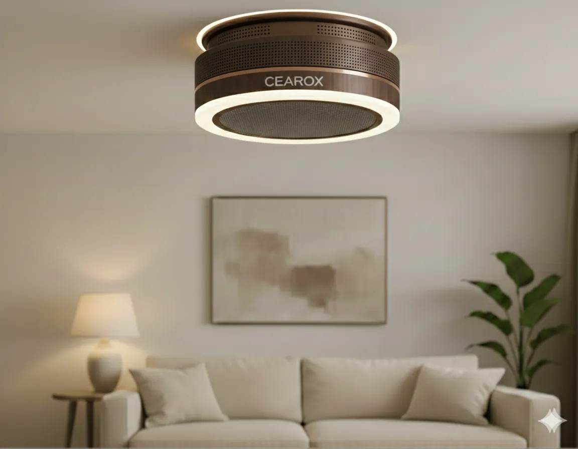 CEAROX CX-PRO-580 mounted in an interior with airflow visualisation